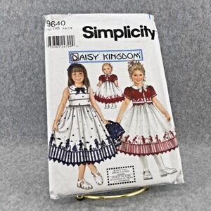 Uncut Daisy Kingdom Girls Dress Simplicity Pattern 9640 BB 5-8 Doll Dress Sewing